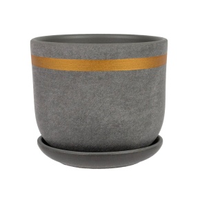 Цв. горшок с поддоном Замша (керамика), D12xH10см, 0,8л, серый в интернет-магазине флористических аксессуаров Азалия Декор