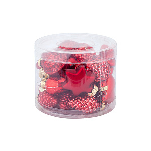 Набор украшений 20шт. в тубе (стекло), 4см, в асс., красн. в интернет-магазине флористических аксессуаров Азалия Декор