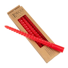 Набор свечей столовых Спираль 4шт., 25см, красный в интернет-магазине флористических аксессуаров Азалия Декор