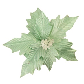 Пуансетия с глиттером на вставке, D30см, мятный в интернет-магазине флористических аксессуаров Азалия Декор