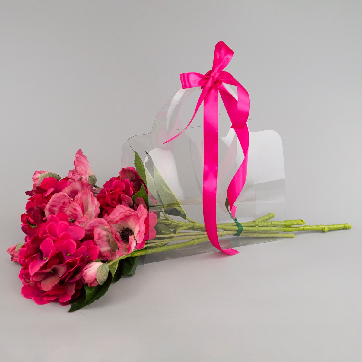 Сумка для цветов (пластик), 32x11x28см (в уп. 10шт.), прозрачный в интернет-магазине флористических аксессуаров Азалия Декор