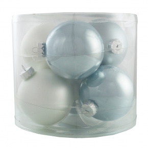 Набор шаров 6шт. в тубе (стекло), D10см, микс гол./бел. в интернет-магазине флористических аксессуаров Азалия Декор