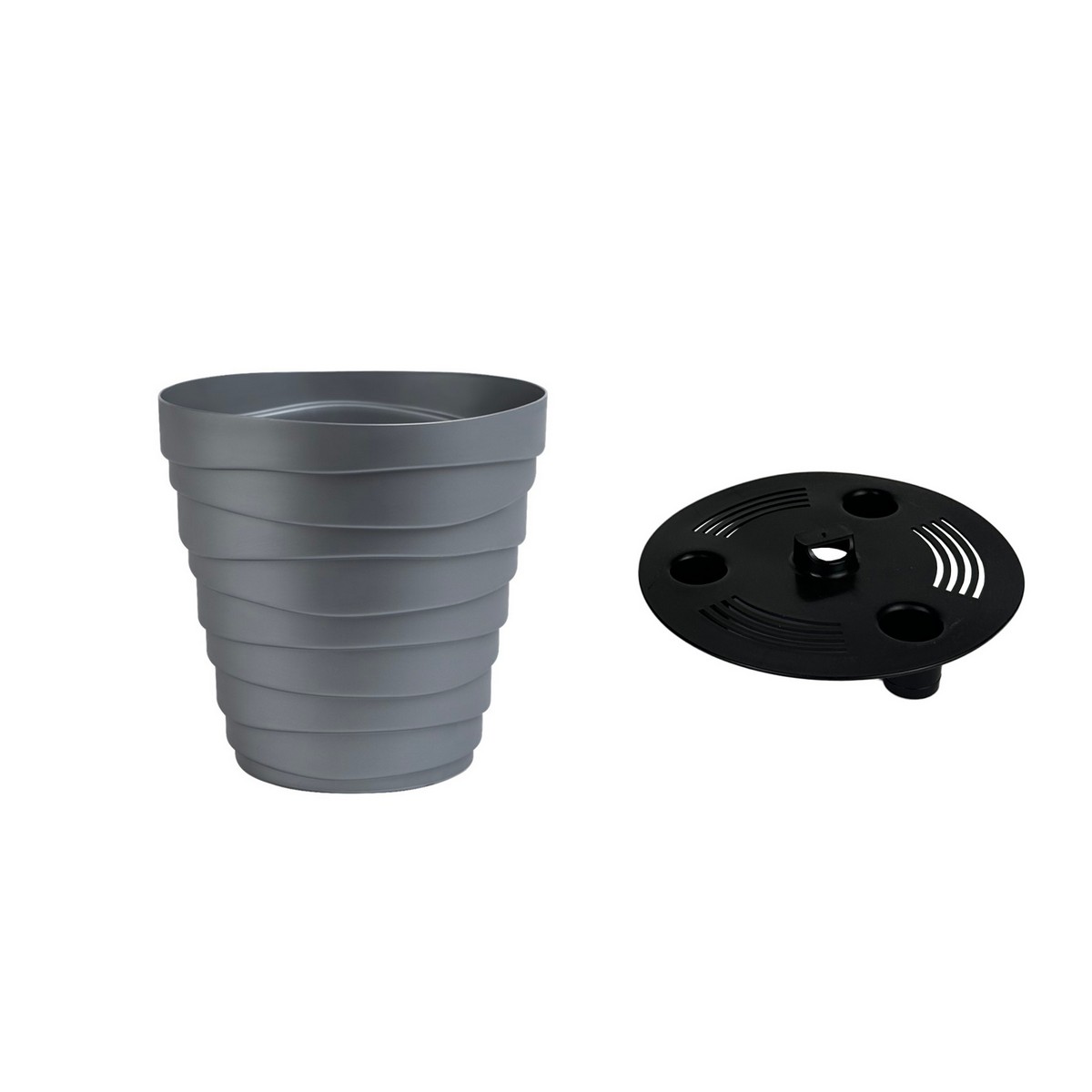 Кашпо Бархан (пластик), D18xH17см, 2,25л, серебряный в интернет-магазине флористических аксессуаров Азалия Декор