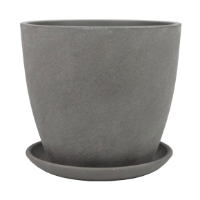 Цв. горшок с поддоном Замша (бетон), D21xH18см, 4л, серый в интернет-магазине флористических аксессуаров Азалия Декор