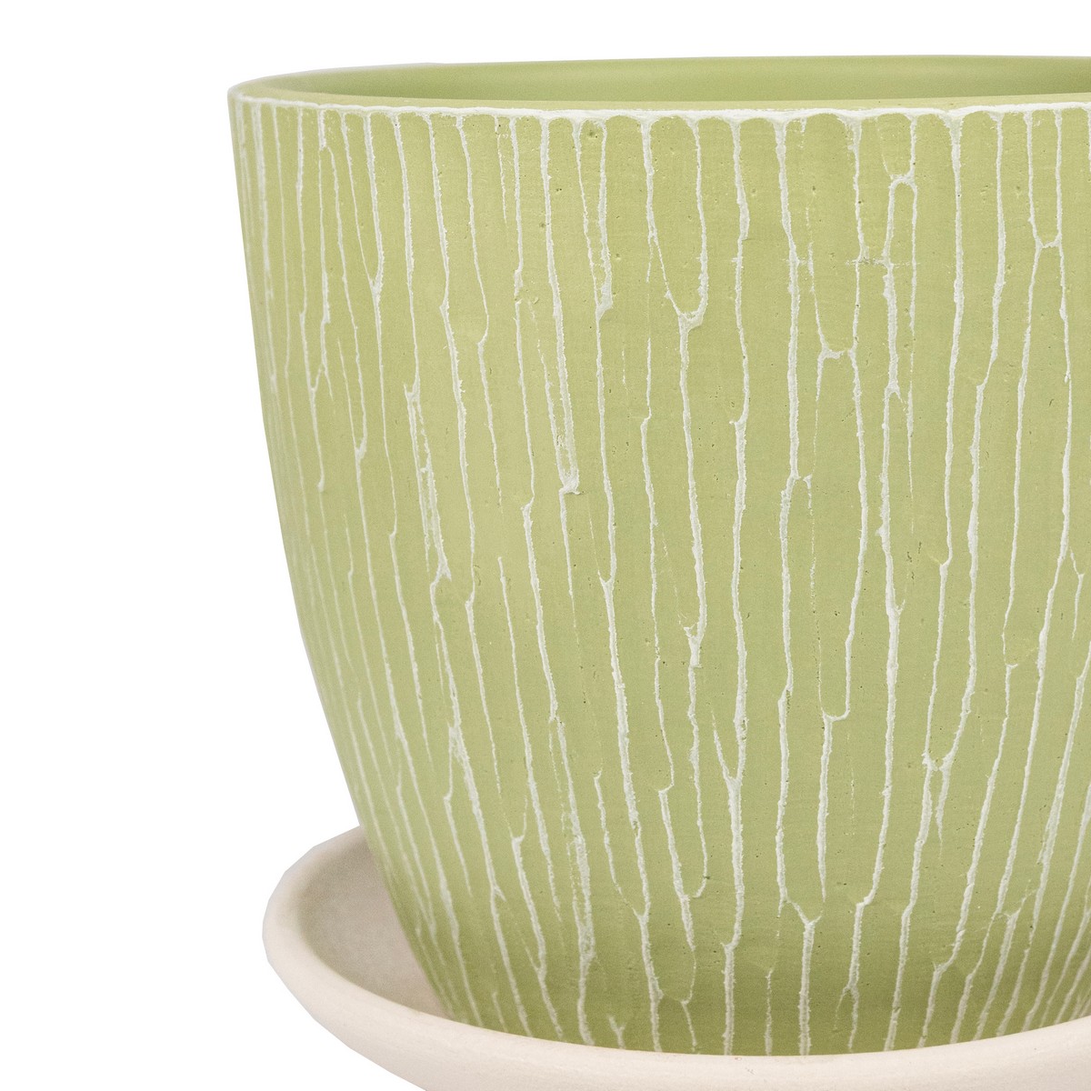 Цв. горшок с поддоном Маракуйя (бетон), D18xH15см, 2,15л, оливковый в интернет-магазине флористических аксессуаров Азалия Декор