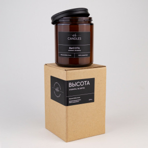 Свеча в банке с крышкой ароматическая Высота (соевый воск), H9,5xD7,5см, коричневый в интернет-магазине флористических аксессуаров Азалия Декор