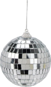 Украшение подвесное Шар (пенопласт/стекло), D8см, серебряный в интернет-магазине флористических аксессуаров Азалия Декор
