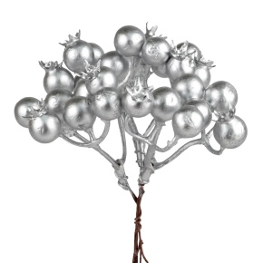 Набор веток с ягодами на вставках 3шт., H14см, серебряный в интернет-магазине флористических аксессуаров Азалия Декор