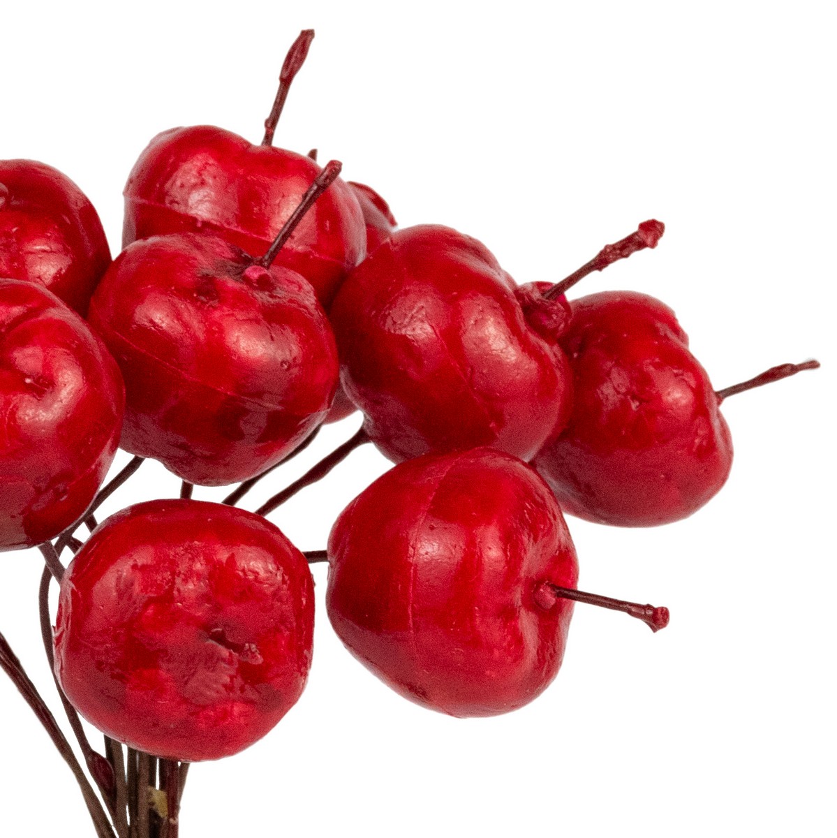 Набор яблок на вставках 12шт., D1,8x2,1xL10см, красный в интернет-магазине флористических аксессуаров Азалия Декор