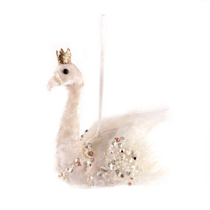 Украшение подвесное Лебедь (пенопласт/текстиль), 12х8х12,5см, белый в интернет-магазине флористических аксессуаров Азалия Декор