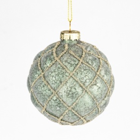 Украшение подвесное Шар (стекло), D8см, зеленый в интернет-магазине флористических аксессуаров Азалия Декор