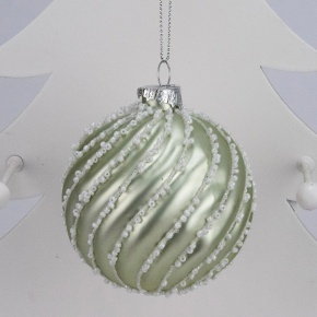 Украшение подвесное Шар (стекло), D8см, зеленый в интернет-магазине флористических аксессуаров Азалия Декор