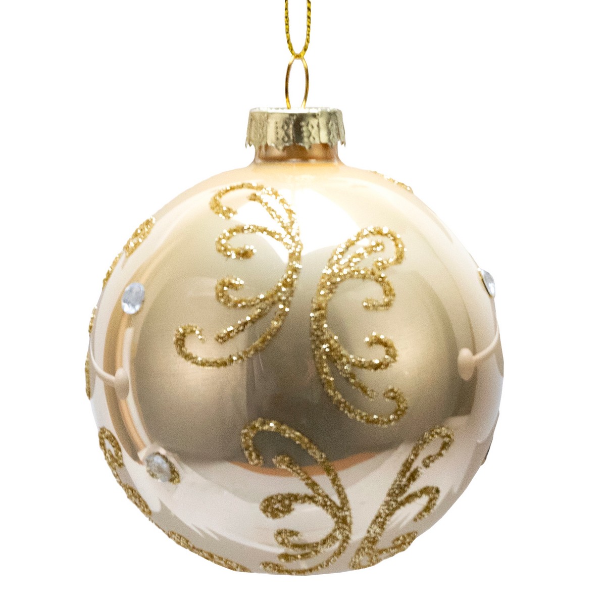 Украшение подвесное Шар (стекло), D8см, в асс., шампань в интернет-магазине флористических аксессуаров Азалия Декор