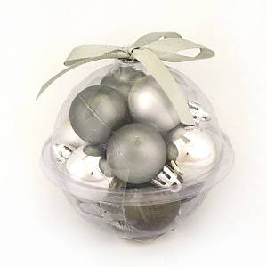 Набор шаров 12шт. (пластик), D3см, серебряный в интернет-магазине флористических аксессуаров Азалия Декор