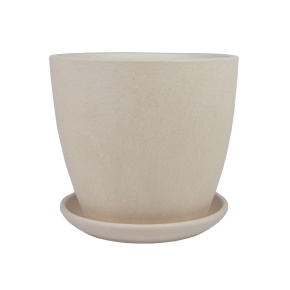Цв. горшок с поддоном Замша (бетон), D15xH13см, 1,31л, белый в интернет-магазине флористических аксессуаров Азалия Декор
