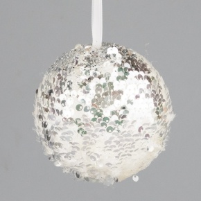 Украшение подвесное Шар, D10см, белый в интернет-магазине флористических аксессуаров Азалия Декор