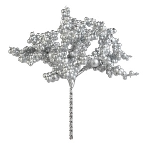 Набор веток с ягодами на вставках 4шт., H13см, серебряный в интернет-магазине флористических аксессуаров Азалия Декор