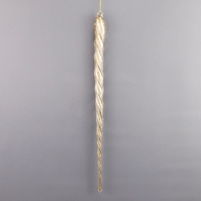 Украшение подвесное Сосулька с глиттером (стекло), 35см, золотой в интернет-магазине флористических аксессуаров Азалия Декор