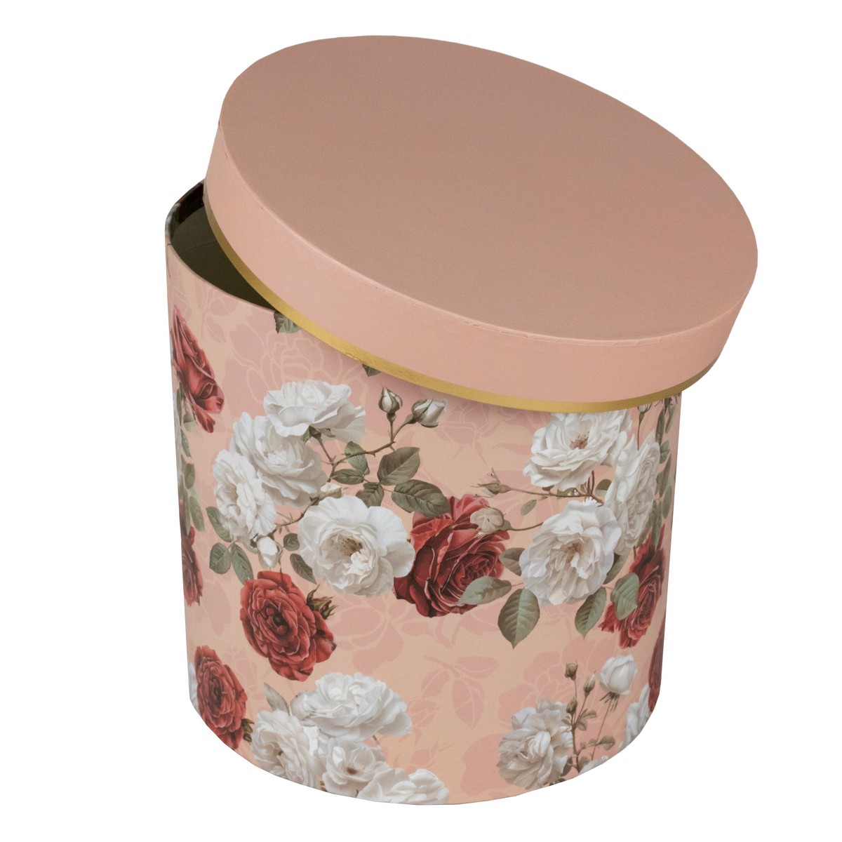 Набор коробок подарочных круглых 3шт, D19,5xH19см, розовый/белый в интернет-магазине флористических аксессуаров Азалия Декор