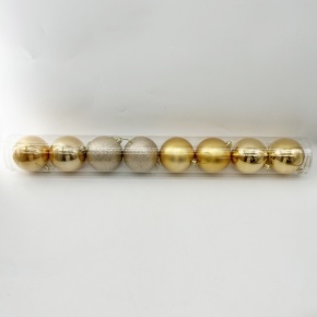 Набор шаров в тубе 8шт. (пластик), D8см, золотой в интернет-магазине флористических аксессуаров Азалия Декор