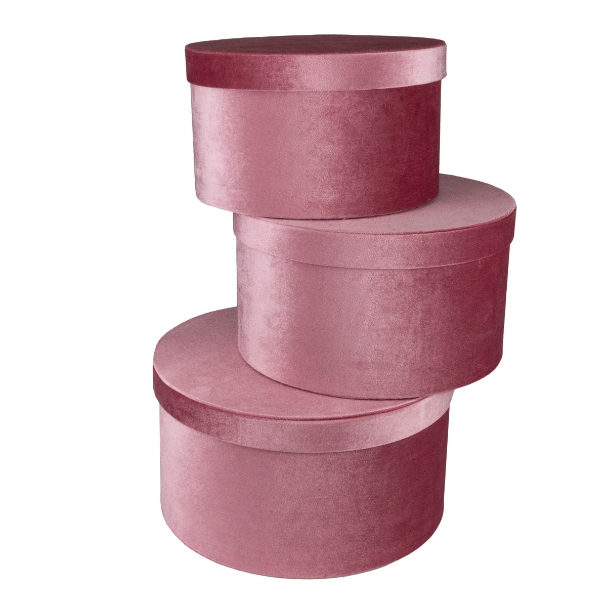 Набор коробок подарочных круглых  3шт, D29,7xH16 см, розовый в интернет-магазине флористических аксессуаров Азалия Декор