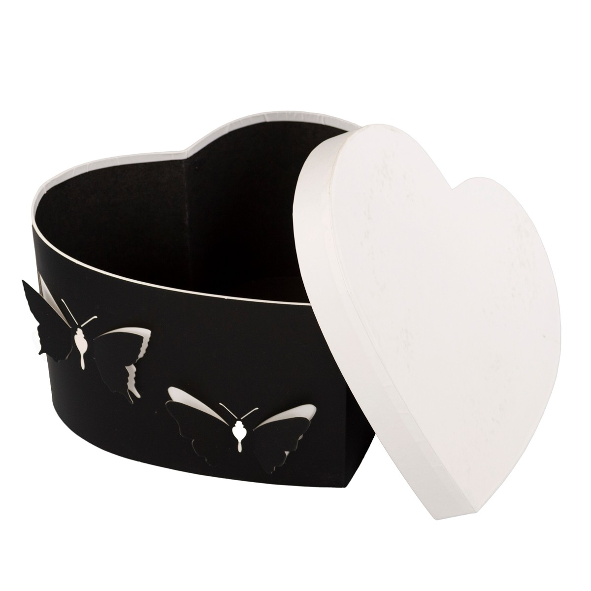 Набор коробок подарочных Сердце 3шт, 28,5х26xH15 см, черный в интернет-магазине флористических аксессуаров Азалия Декор