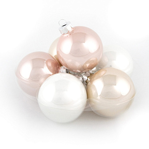 Набор шаров 15шт. в тубе (стекло), D6см, микс бел./роз. в интернет-магазине флористических аксессуаров Азалия Декор