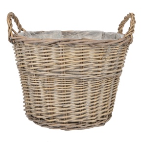 Кашпо плетеное с ручками (ива), D35xH25см, серый в интернет-магазине флористических аксессуаров Азалия Декор