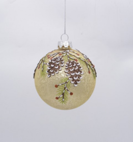 Украшение подвесное Шар (стекло), D8см, золотой в интернет-магазине флористических аксессуаров Азалия Декор