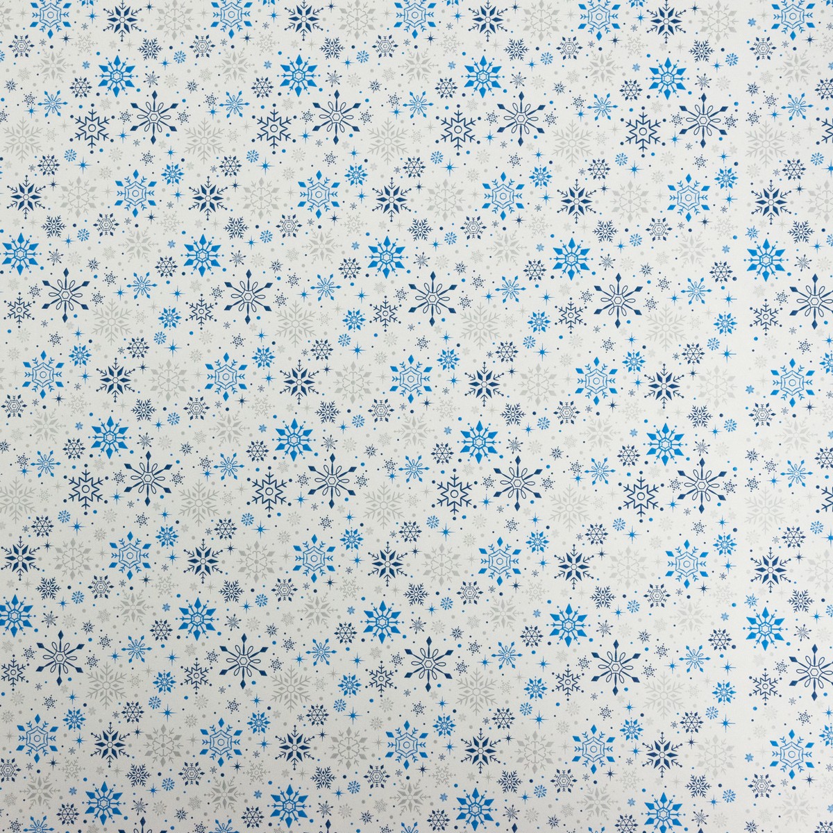 Бумага упаковочная крафт Снегопад 60гр, 68 см 10 м, белый/синий в интернет-магазине флористических аксессуаров Азалия Декор