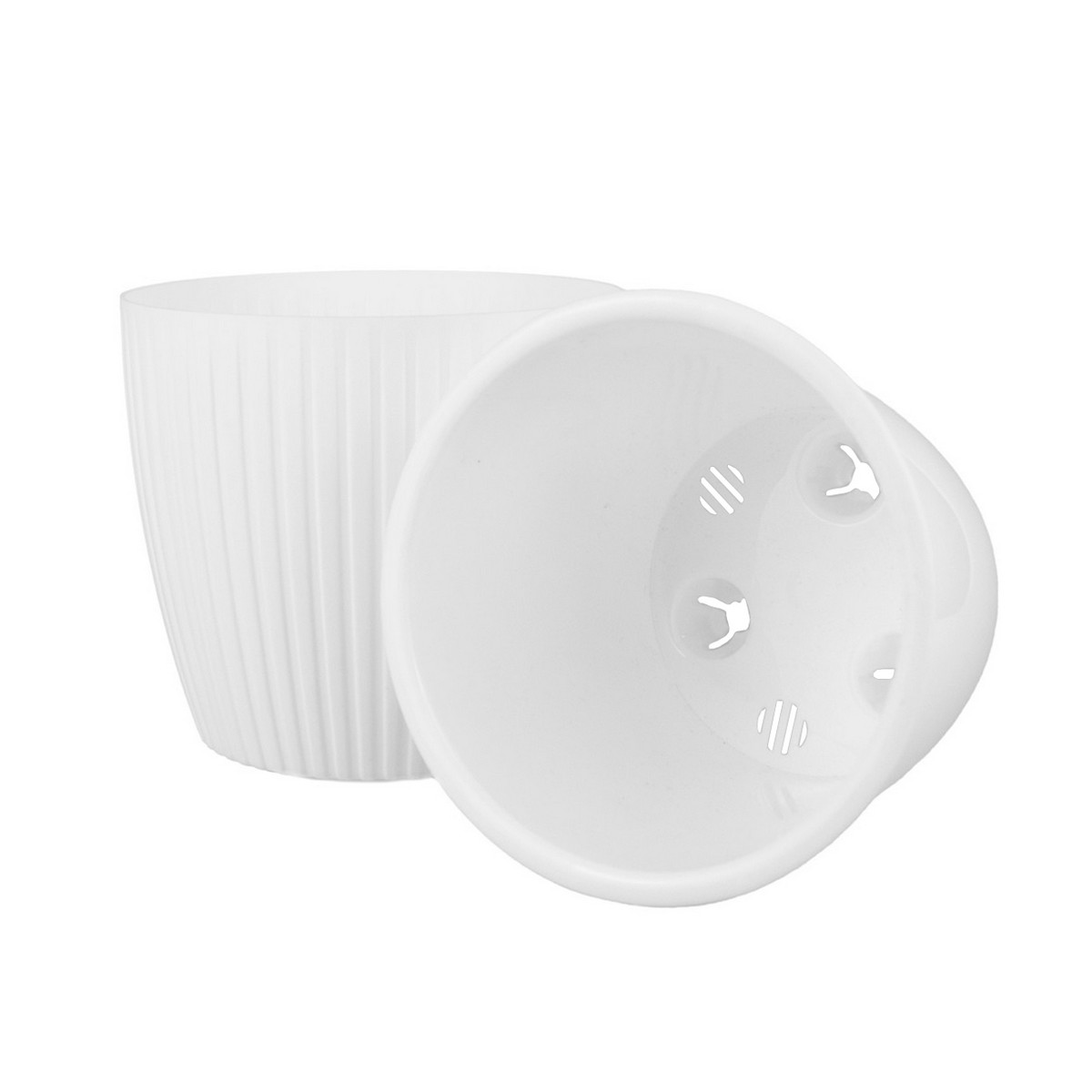 Кашпо со вставкой Эви (пластик), D10,5xH9,5см, 0,6л, белый в интернет-магазине флористических аксессуаров Азалия Декор