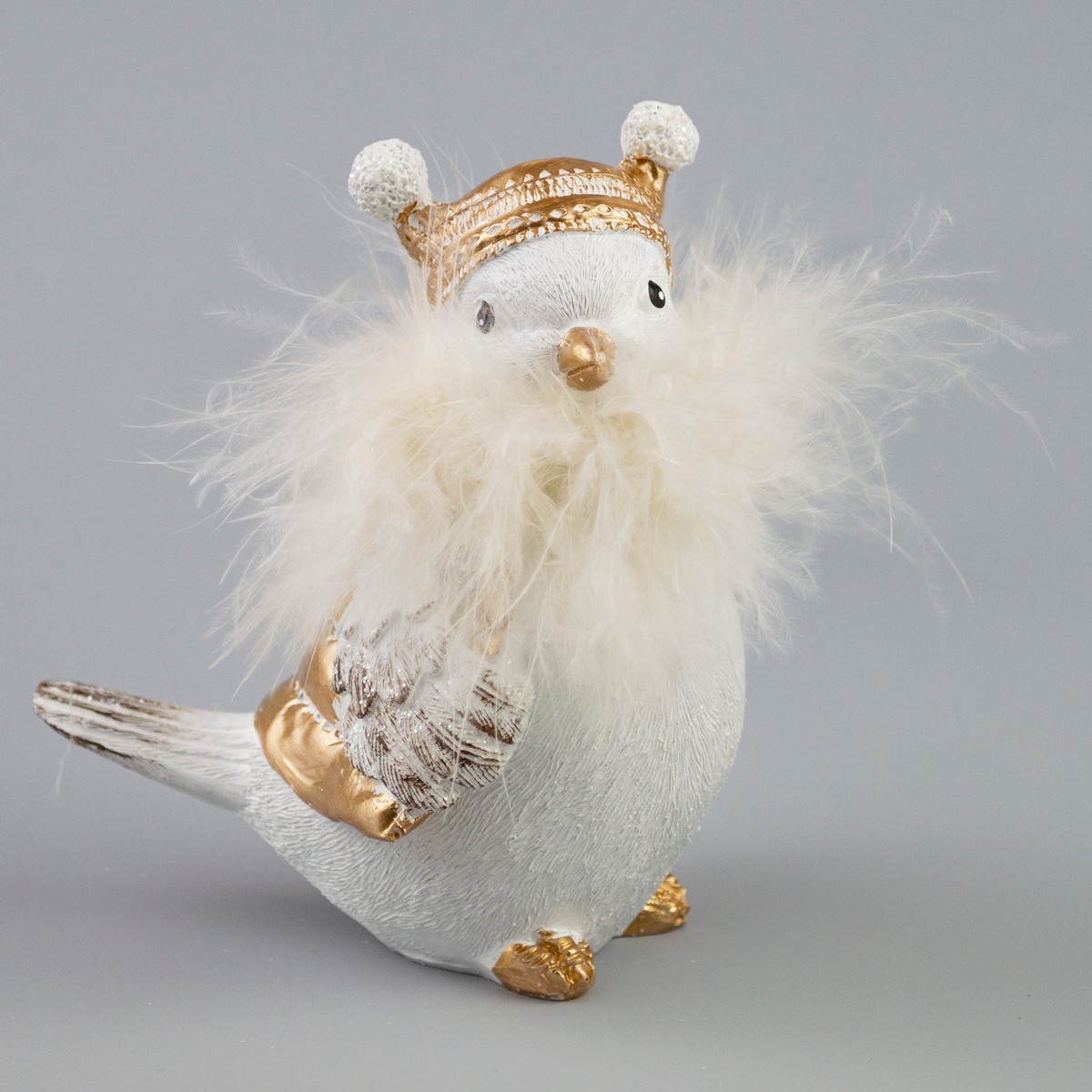 Сувенир Птичка (полирезин), H12x10,5x8см, в асс., белый/золотой в интернет-магазине флористических аксессуаров Азалия Декор