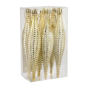 Набор украшений Сосульки 6шт. (пластик), 15,5х3см, золотой в интернет-магазине флористических аксессуаров Азалия Декор