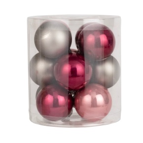Набор шаров 12шт. в тубе (стекло), D4см, в асс., роз./серый в интернет-магазине флористических аксессуаров Азалия Декор