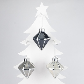 Украшение подвесное Кристалл (пластик) , 8х8х8см, серебряный в интернет-магазине флористических аксессуаров Азалия Декор