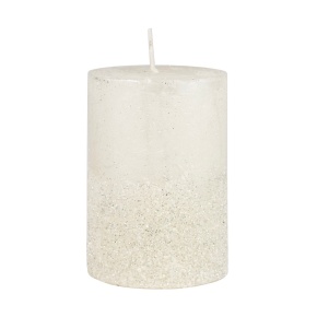 Свеча-столбик с глиттером, H10xD7см, белый в интернет-магазине флористических аксессуаров Азалия Декор