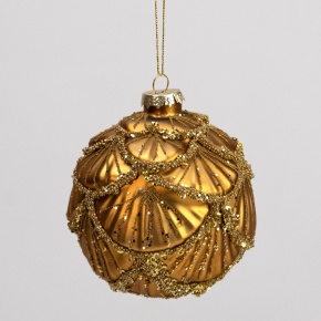 Украшение подвесное Шар (стекло), D10см, золотой в интернет-магазине флористических аксессуаров Азалия Декор