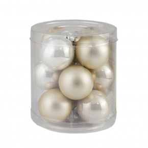 Набор шаров 12шт. в тубе (стекло), D3см, микс шамп./крем. в интернет-магазине флористических аксессуаров Азалия Декор