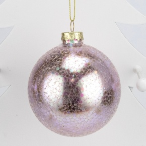 Украшение подвесное Шар (стекло), D8см, розовый в интернет-магазине флористических аксессуаров Азалия Декор