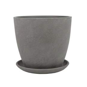 Цв. горшок с поддоном Замша (бетон), D15xH13см, 1,31л, серый в интернет-магазине флористических аксессуаров Азалия Декор