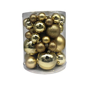 Набор шаров в тубе 50 шт. (пластик), D3-8см, зол. в интернет-магазине флористических аксессуаров Азалия Декор