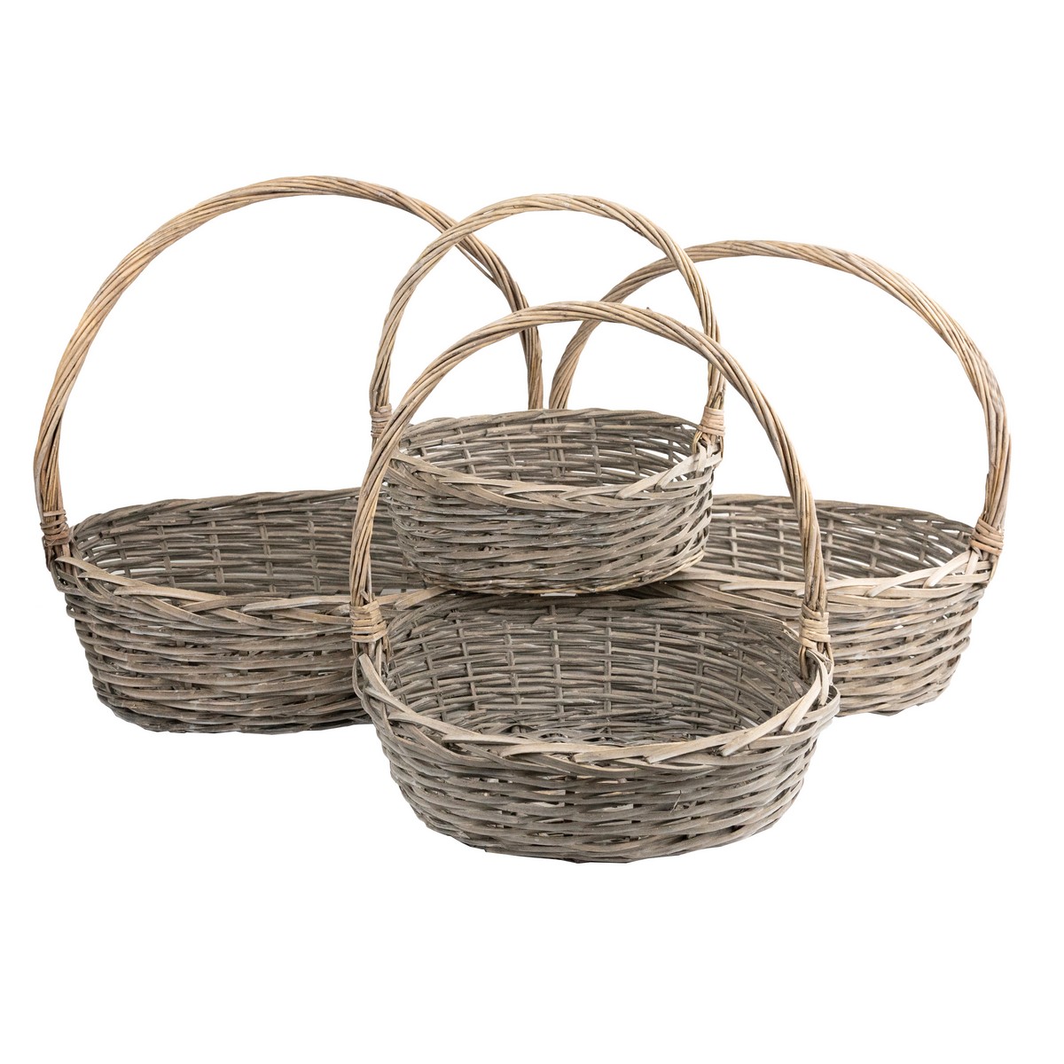 Набор корзин плетеных 4шт. (ива), 55x44x17xH52см, серый в интернет-магазине флористических аксессуаров Азалия Декор