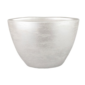 Кашпо Лодка (керамика), D23xН15см, серебряный в интернет-магазине флористических аксессуаров Азалия Декор