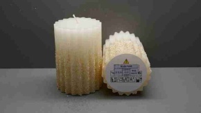 Свеча-столбик c глиттером, H10xD7см, белый в интернет-магазине флористических аксессуаров Азалия Декор