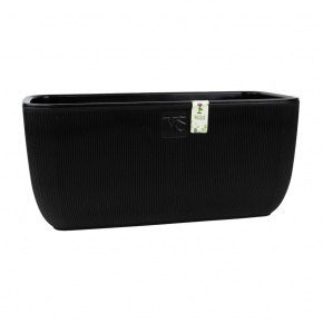 Ящик балконный со вставкой Фабио (пластик), 38х19xH17см, 9,5л, черный в интернет-магазине флористических аксессуаров Азалия Декор