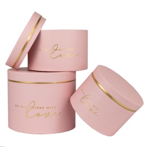 Набор коробок подарочных круглых 3шт., D17,5xH14,5см, розовый в интернет-магазине флористических аксессуаров Азалия Декор