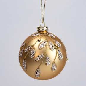 Украшение подвесное Шар (стекло), D8см, золотой в интернет-магазине флористических аксессуаров Азалия Декор