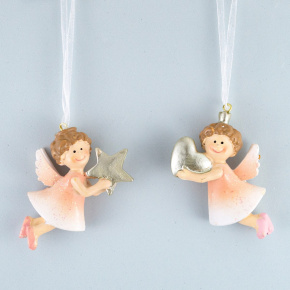 Украшение подвесное Ангел (полирезин), H7x5x2см, в асс., розовый в интернет-магазине флористических аксессуаров Азалия Декор
