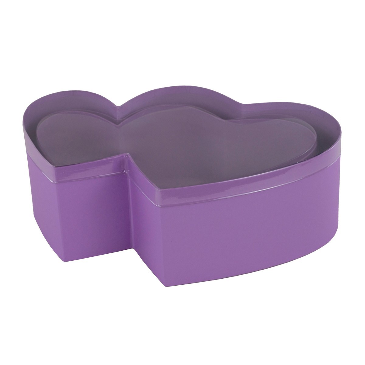 Набор коробок подарочных Сердце двойное 2шт. (картон), 37x23,5xH12,5см, фиолетовый в интернет-магазине флористических аксессуаров Азалия Декор