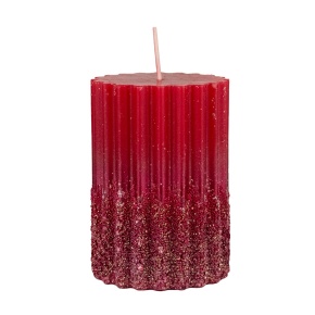 Свеча-столбик c глиттером, H10xD7см, красный в интернет-магазине флористических аксессуаров Азалия Декор
